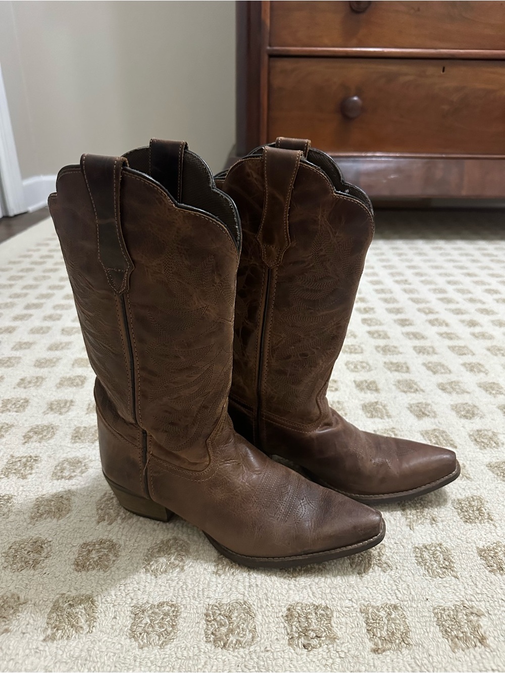 Justin Boots Brown Leather Western Cowboy Boots